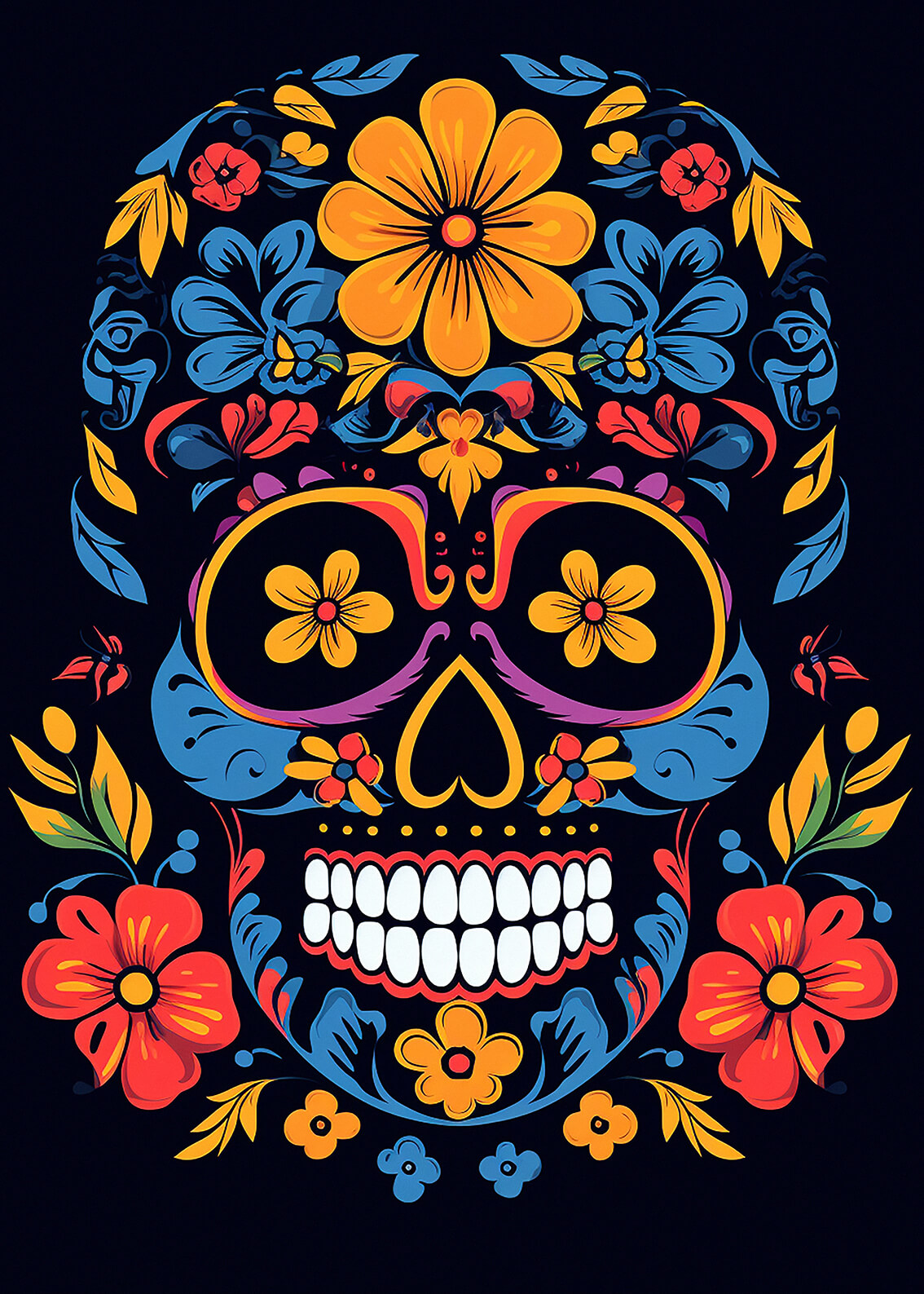 Calavera IV, 42x30 cm original acrylic painting on paper