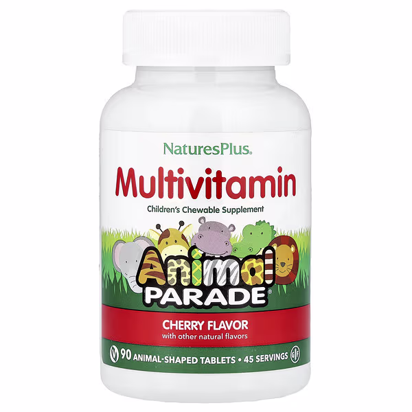 NaturesPlus, Animal Parade®, Children's Chewable Multivitamin, Cherry, 90 Animal-Shaped Tablets