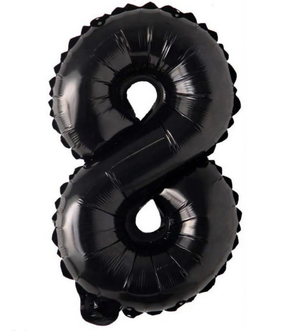 34 inch Number 8 Black Helium Balloon