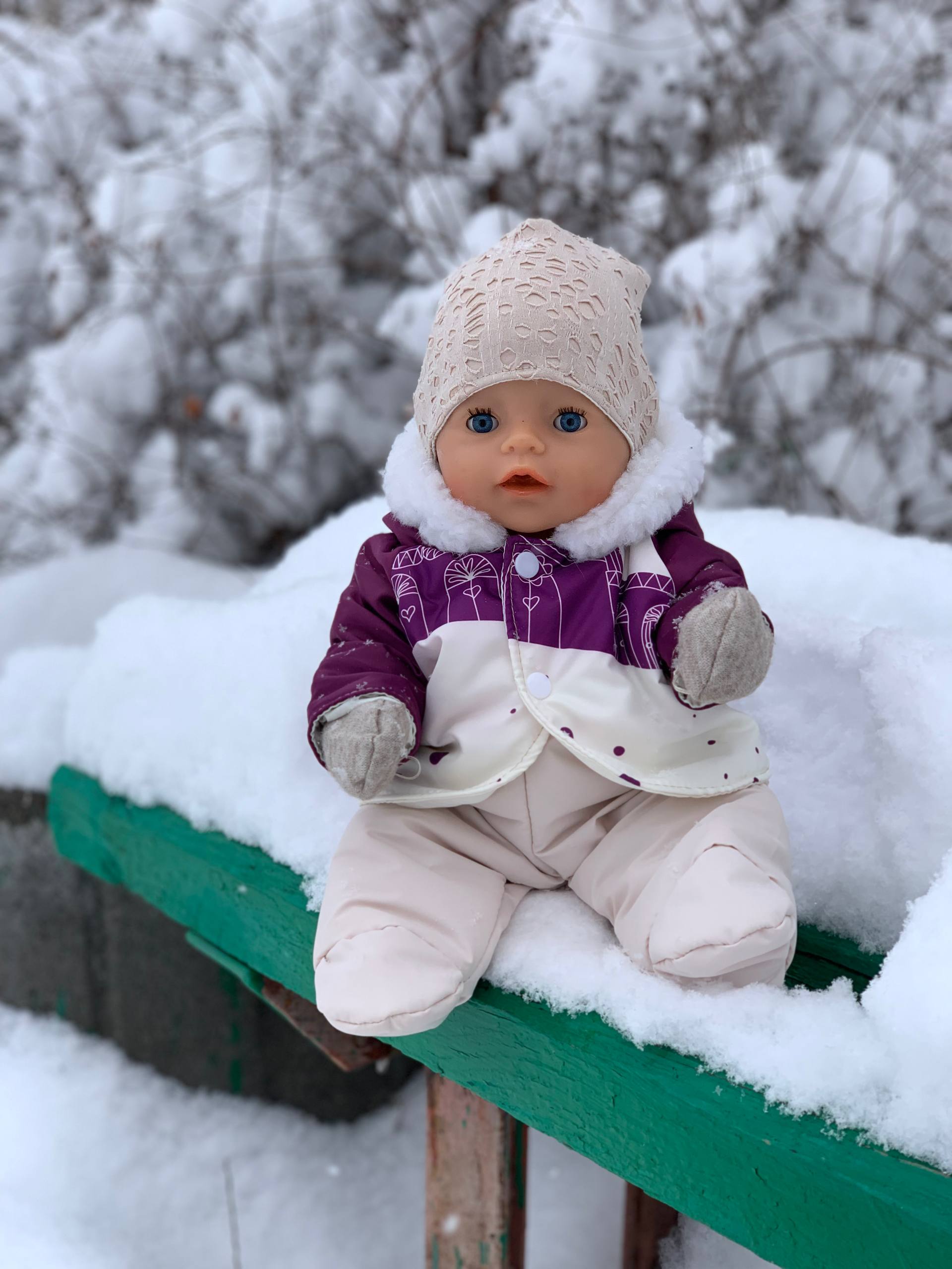 Зимовий ❆ комбінезон для Baby Born 43cм: куртка і штанці з закритими ніжками