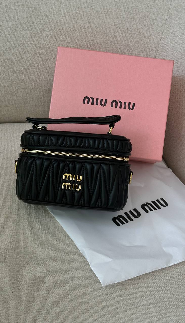 Miu Miu Matelassé Nappa Leather Vanity Bag Black bag