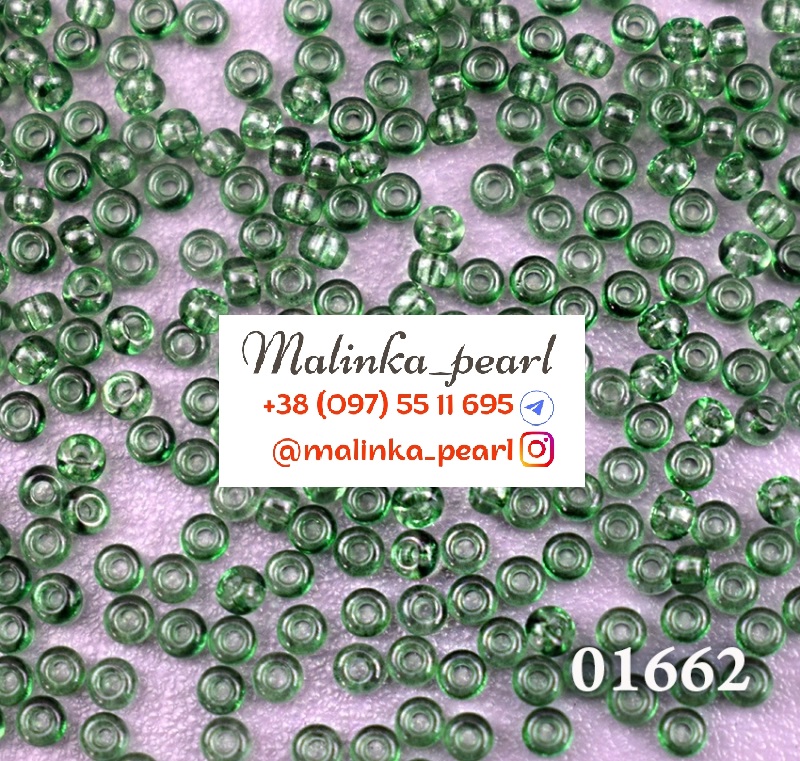 Бісер сіра зелень, кристальний
