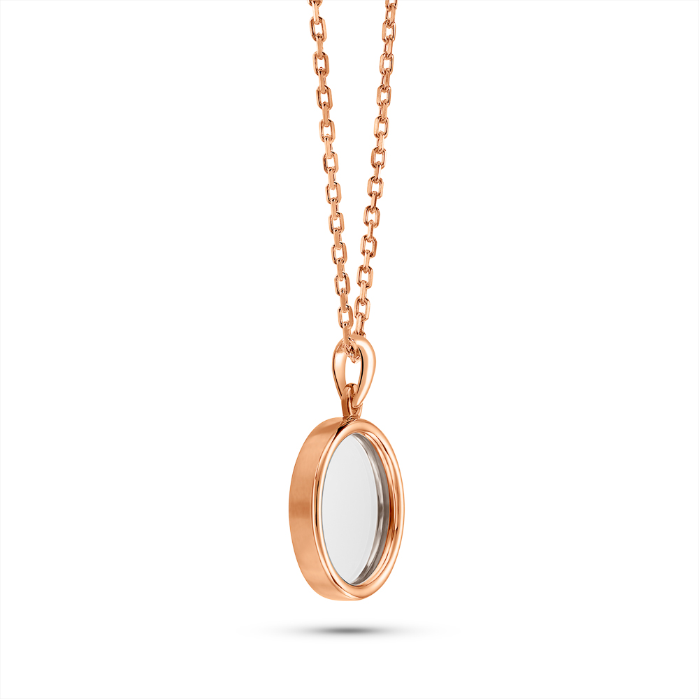 Кулон срібний VEIL "Грань" рожева позолота з дзеркалом