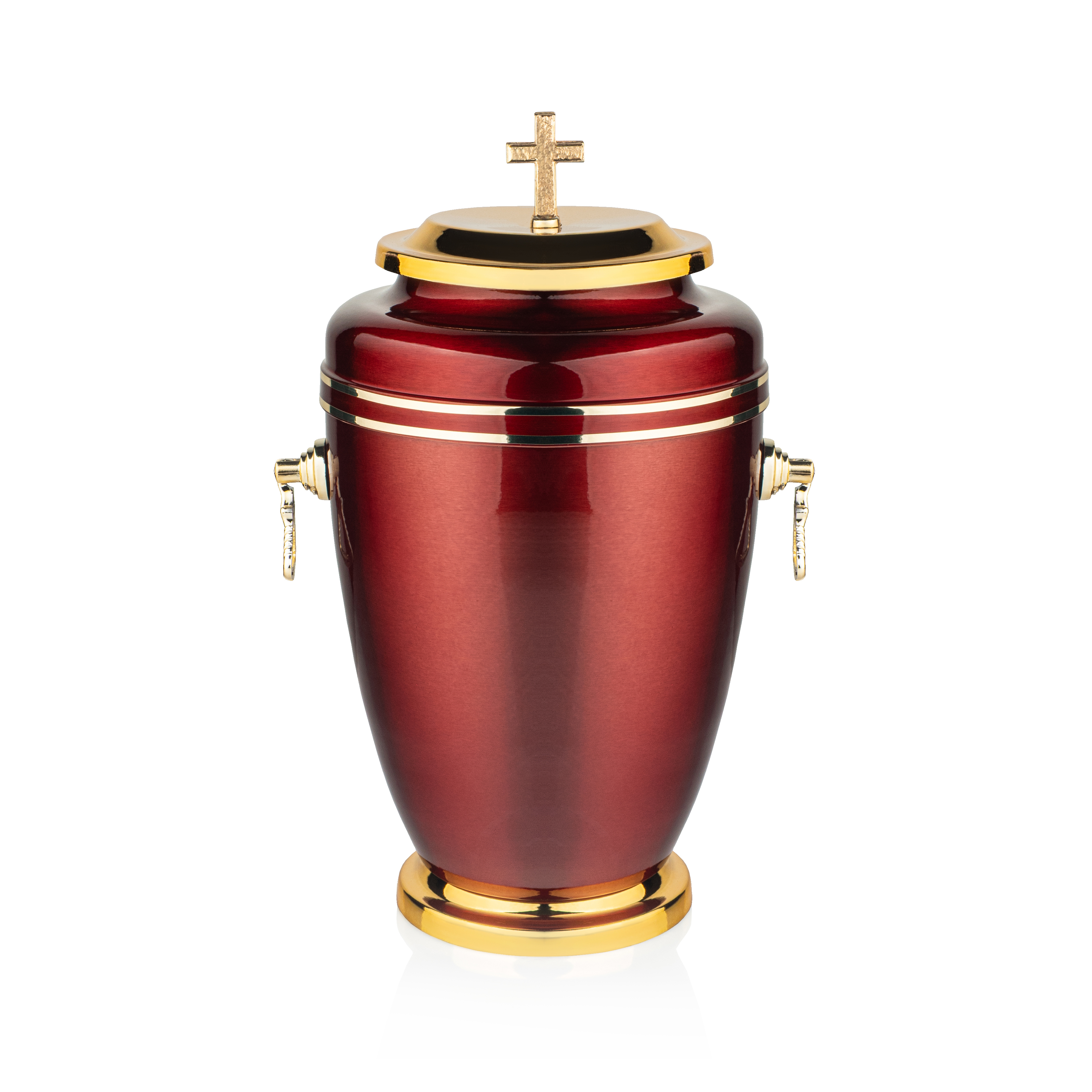 Урна ритуальна металева, бордо з золотим декором