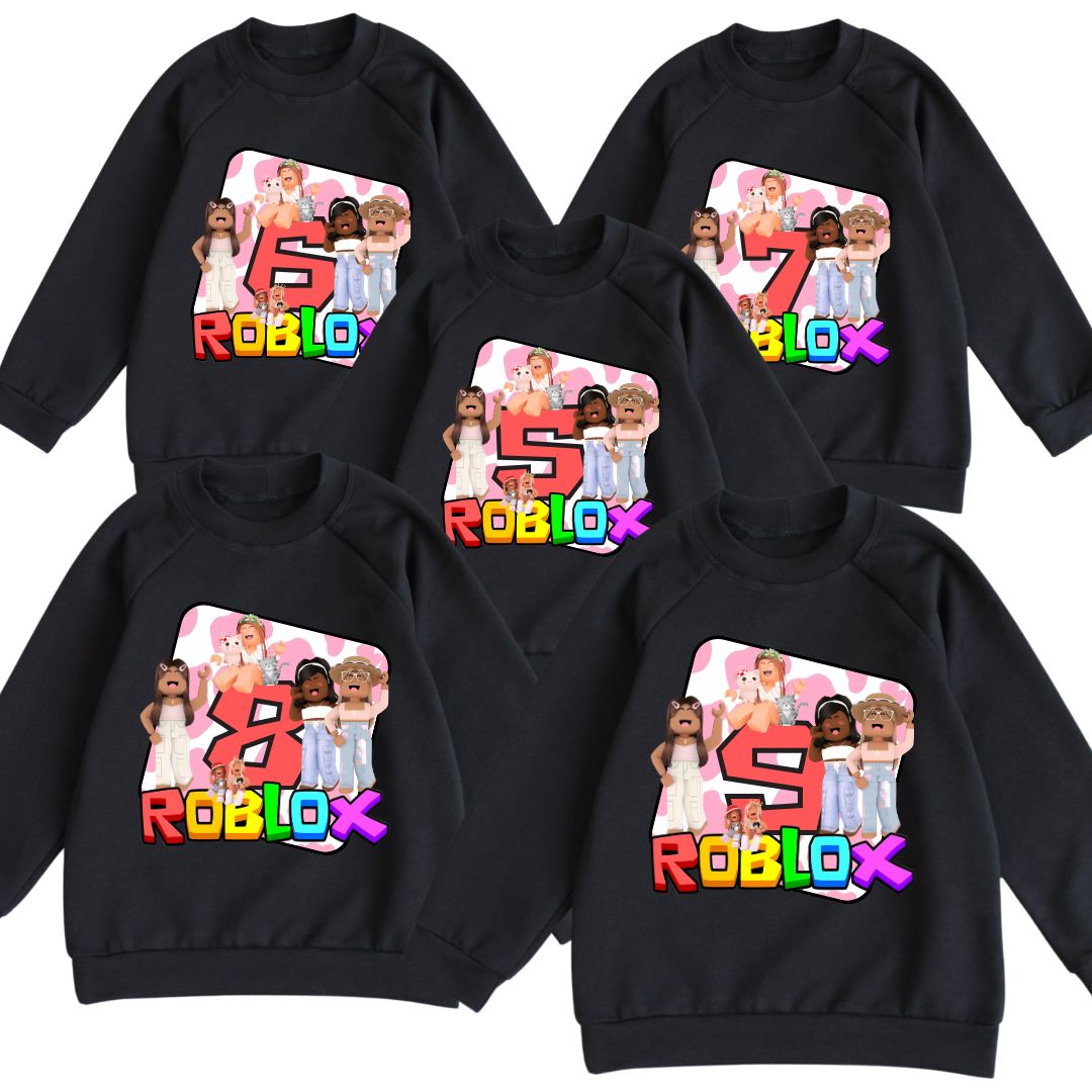 Світшот чорний з принтом Roblox girl - 5, 6, 7, 8, 9 років