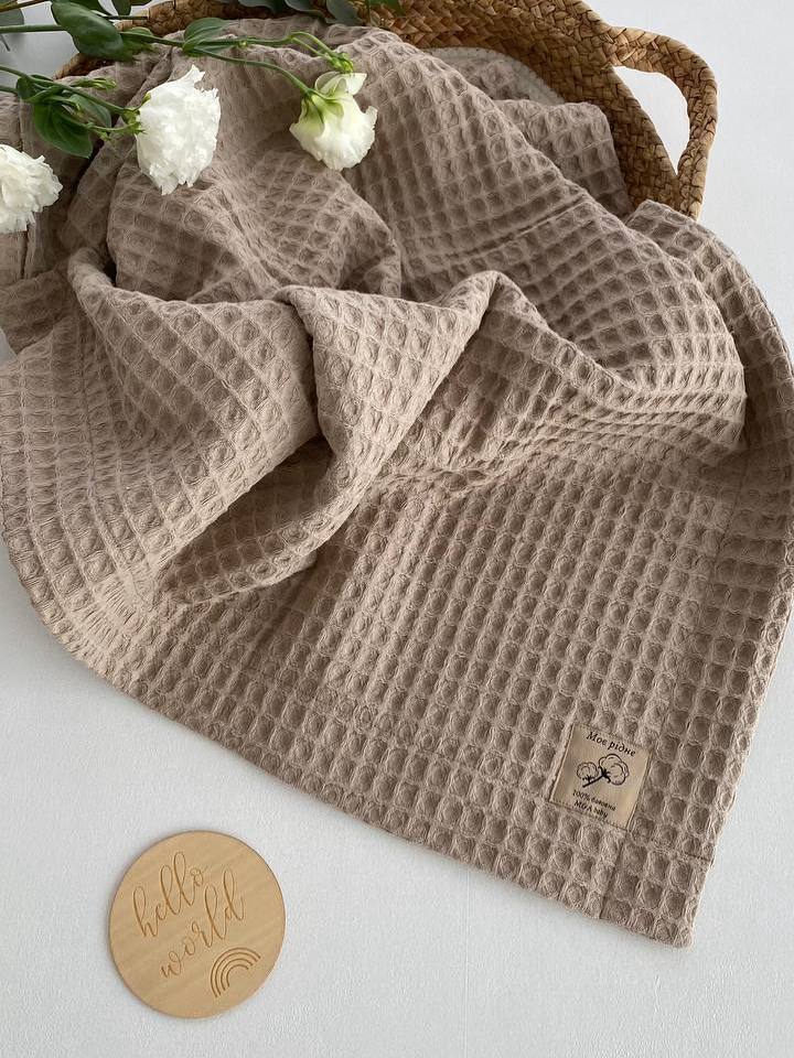 Дитячий плед для новонароджених з вафельної тканини 100×80 см