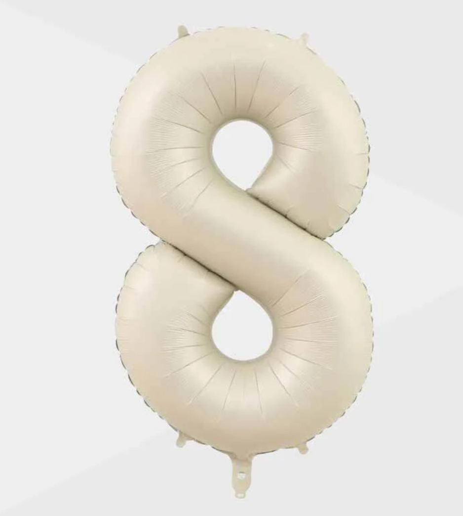 34 inch Number 8 Beige Helium Balloon