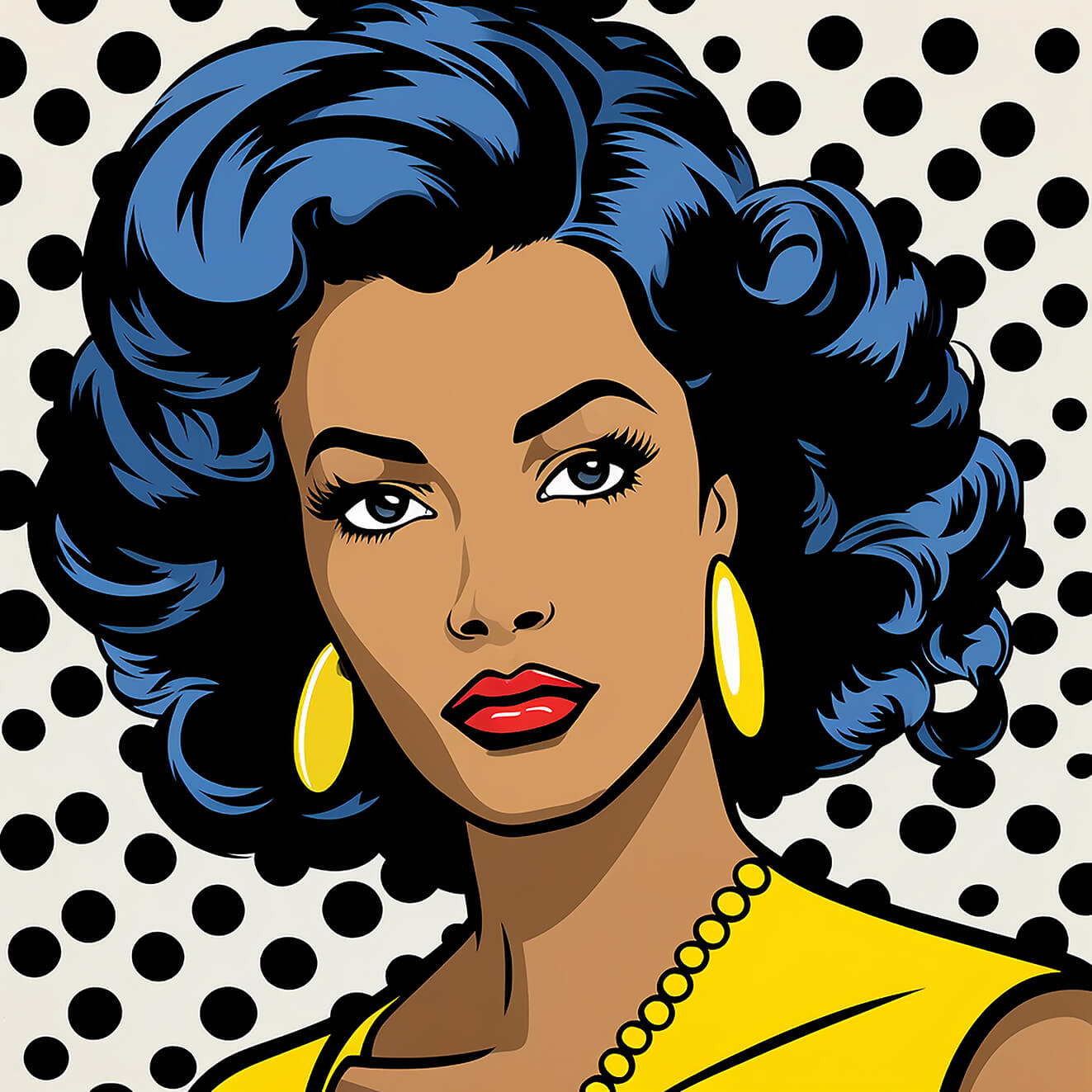 Comic style portrait, 100x100 cm, original acrylic painting on canvas