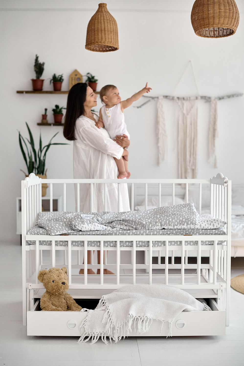 Дитяче ліжечко ТМ Кузя "Ангеліна" з шухлядою біле