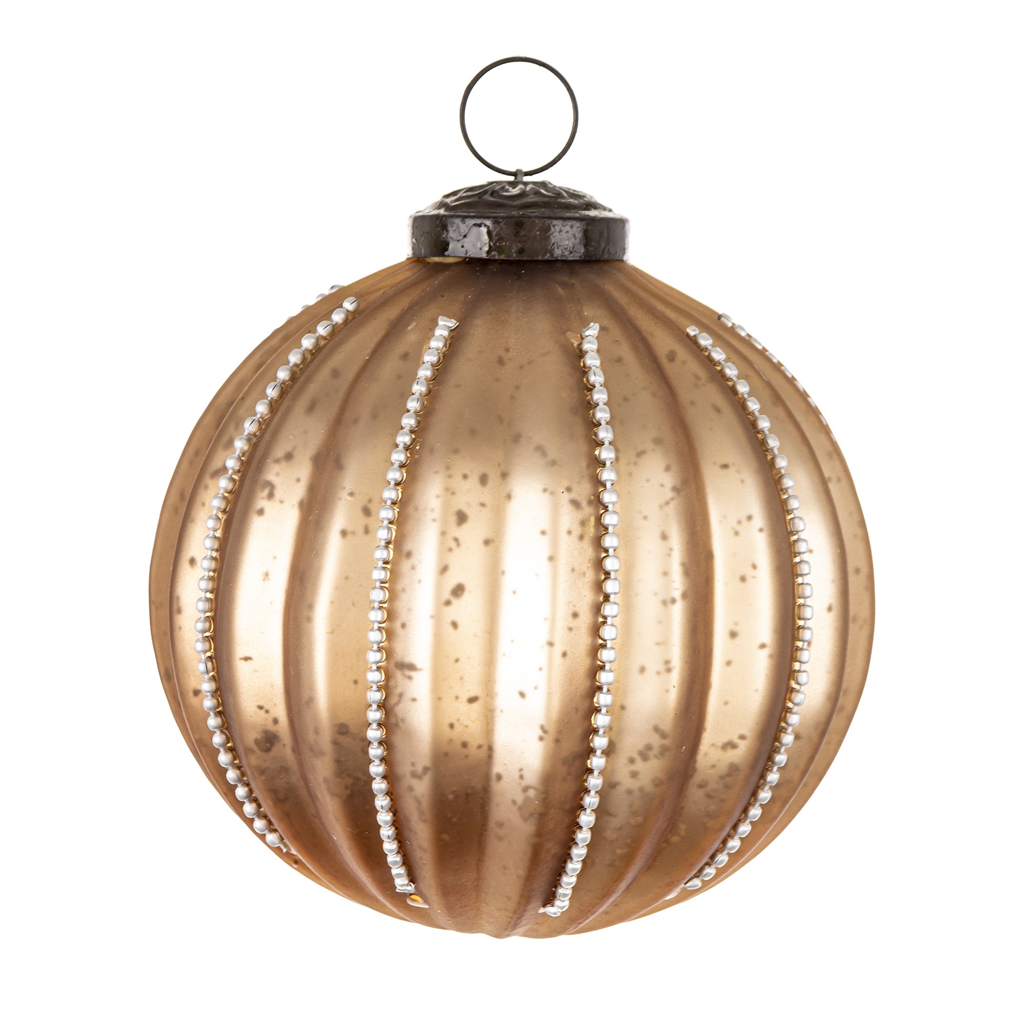 Різдвяна кулька золотиста з білим 11×10×10 см