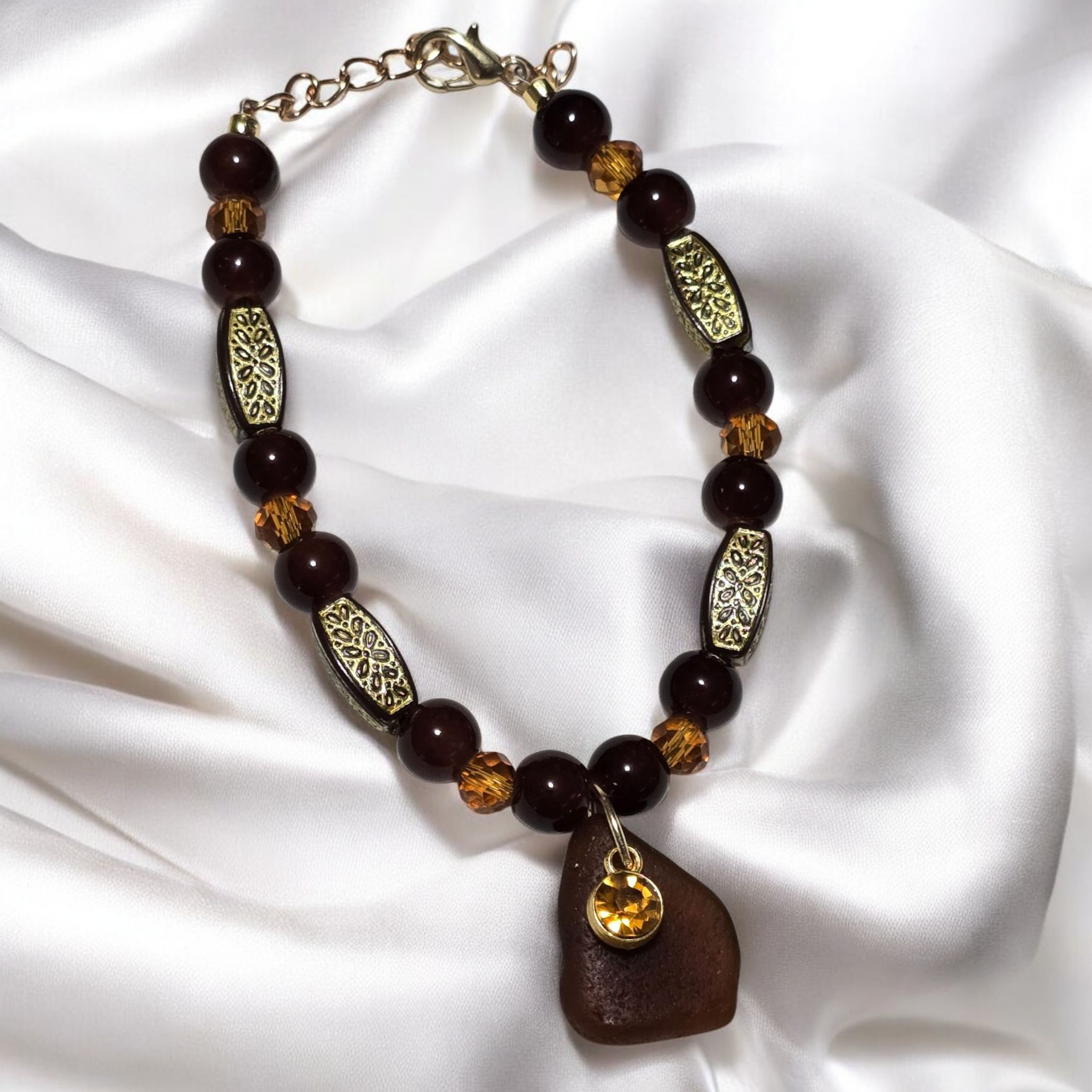 Amber Sea Glass Bracelet