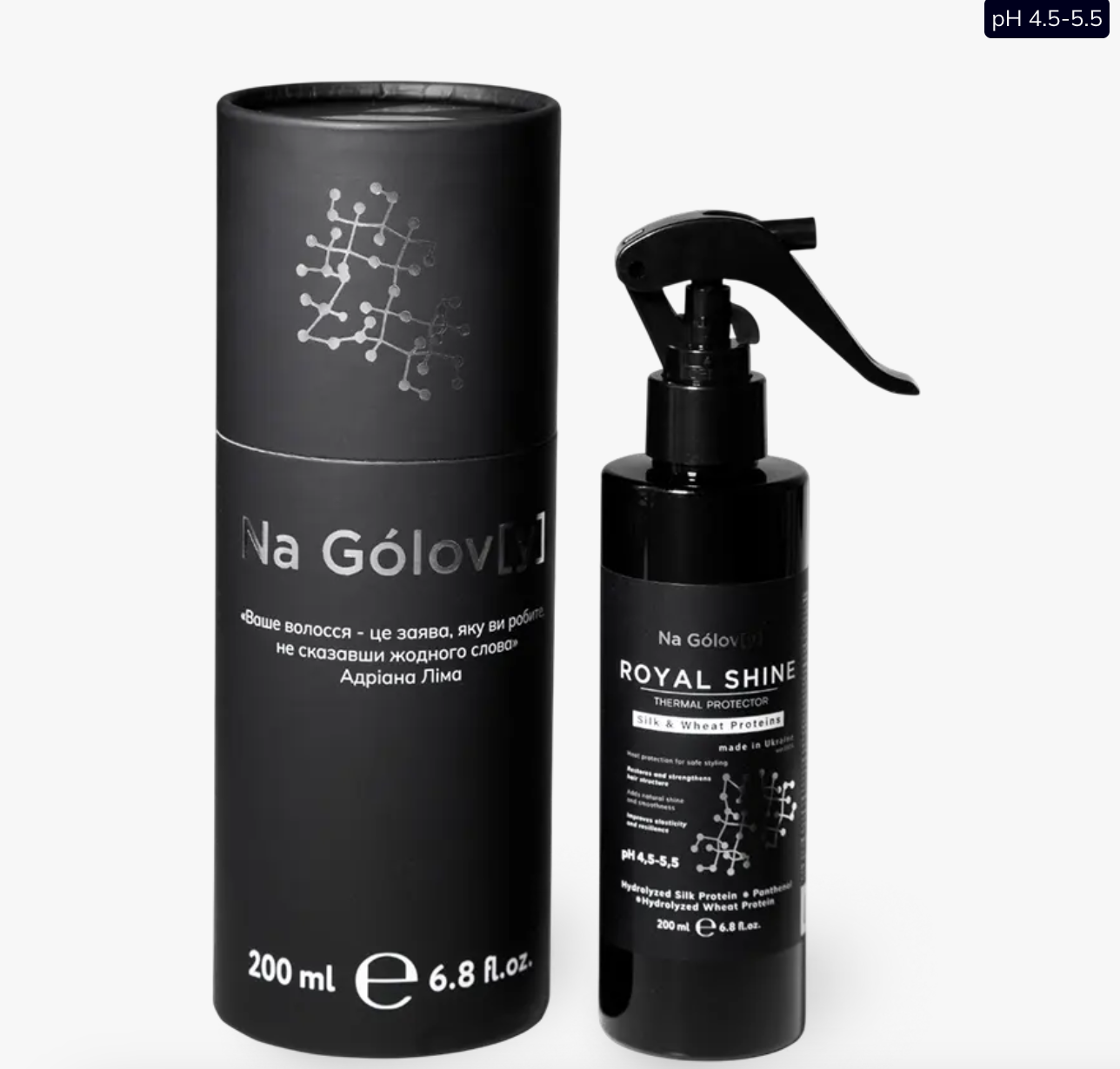 ROYAL SHINE Спрей-термозахист із гідролізованим шовком «Na Gólov[y]», 200 мл