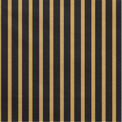 Серветки gold and black stripes 20шт