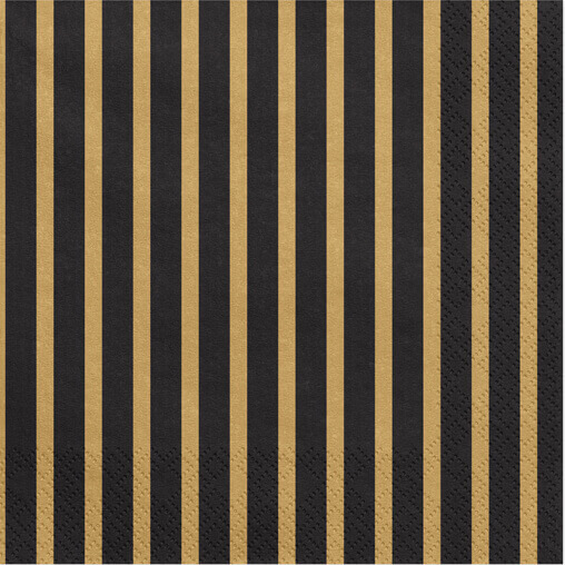 Серветки gold and black stripes 20шт