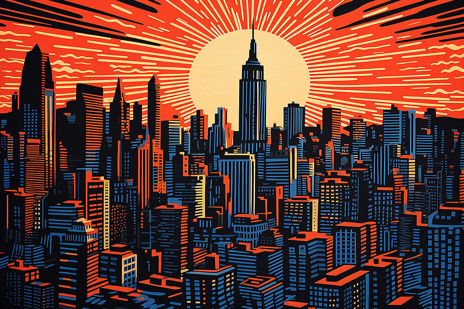 City of Skyscrapers, 80x120 cm, original acrylic painting on canvas