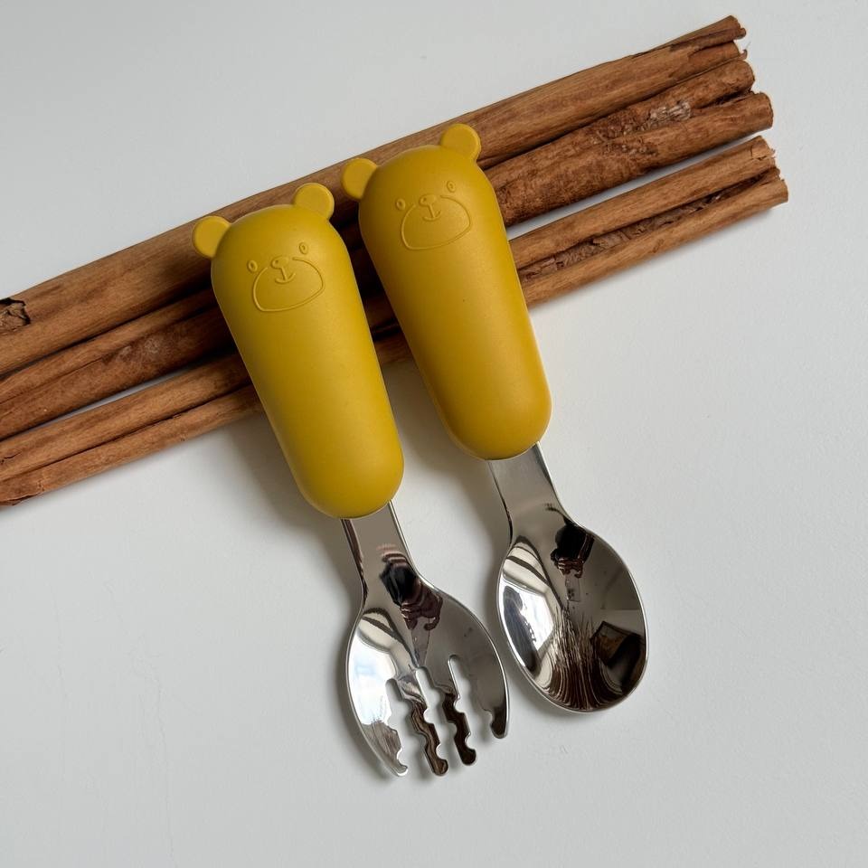 Прибори металеві "Ведмедики" Гірчиця (Mustard)