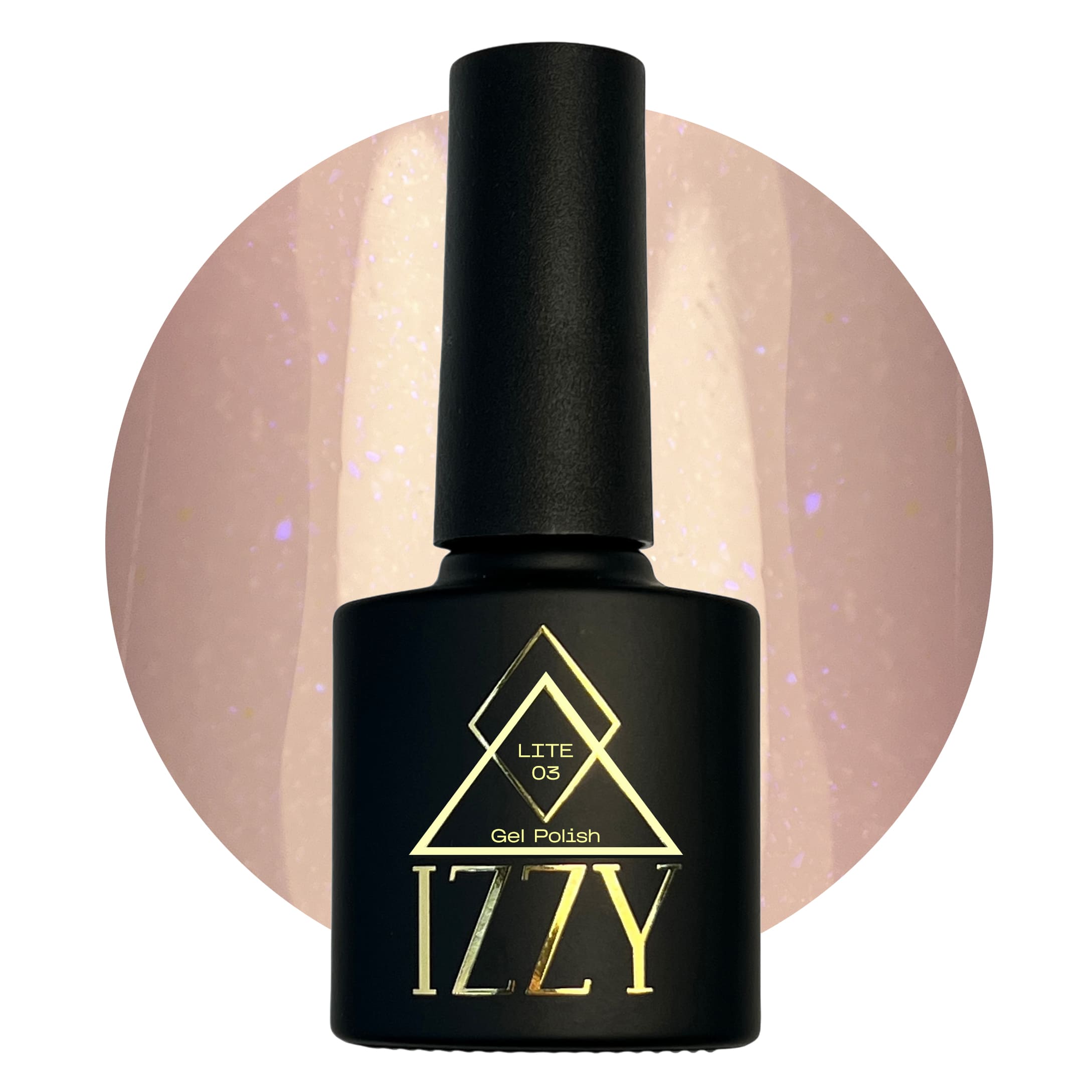 Гель-лак ніжно-бузкового камуфлюючого кольору з мікроблиском Izzy Gel Polish Lite 03, 10мл