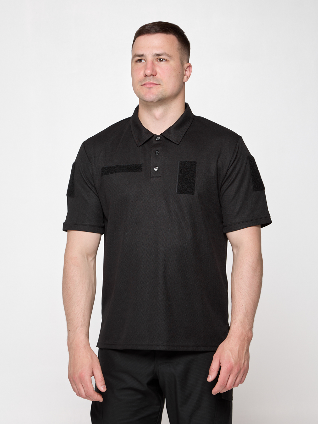 Чоловіче тактичне поло UKM CoolPass з липучками під шеврони чорне