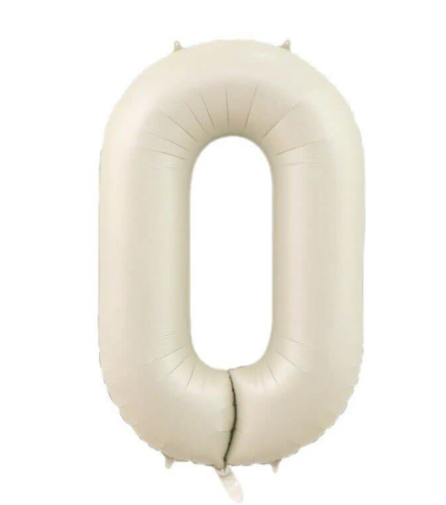 34 inch Number 0 Beige Helium Balloon