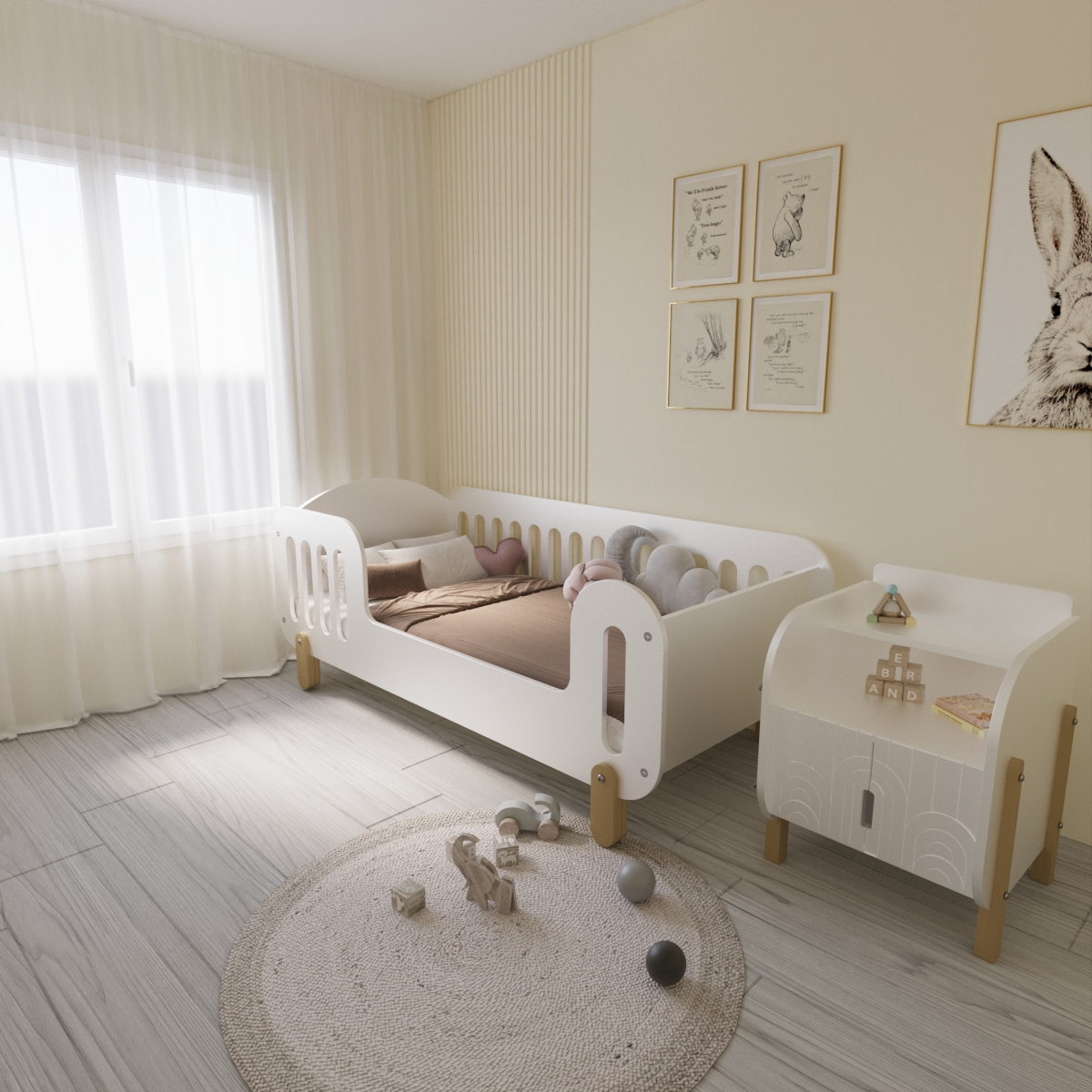 Дитяче ліжко дизайнерське Монтессорі Брунька 190×90 см - Біле