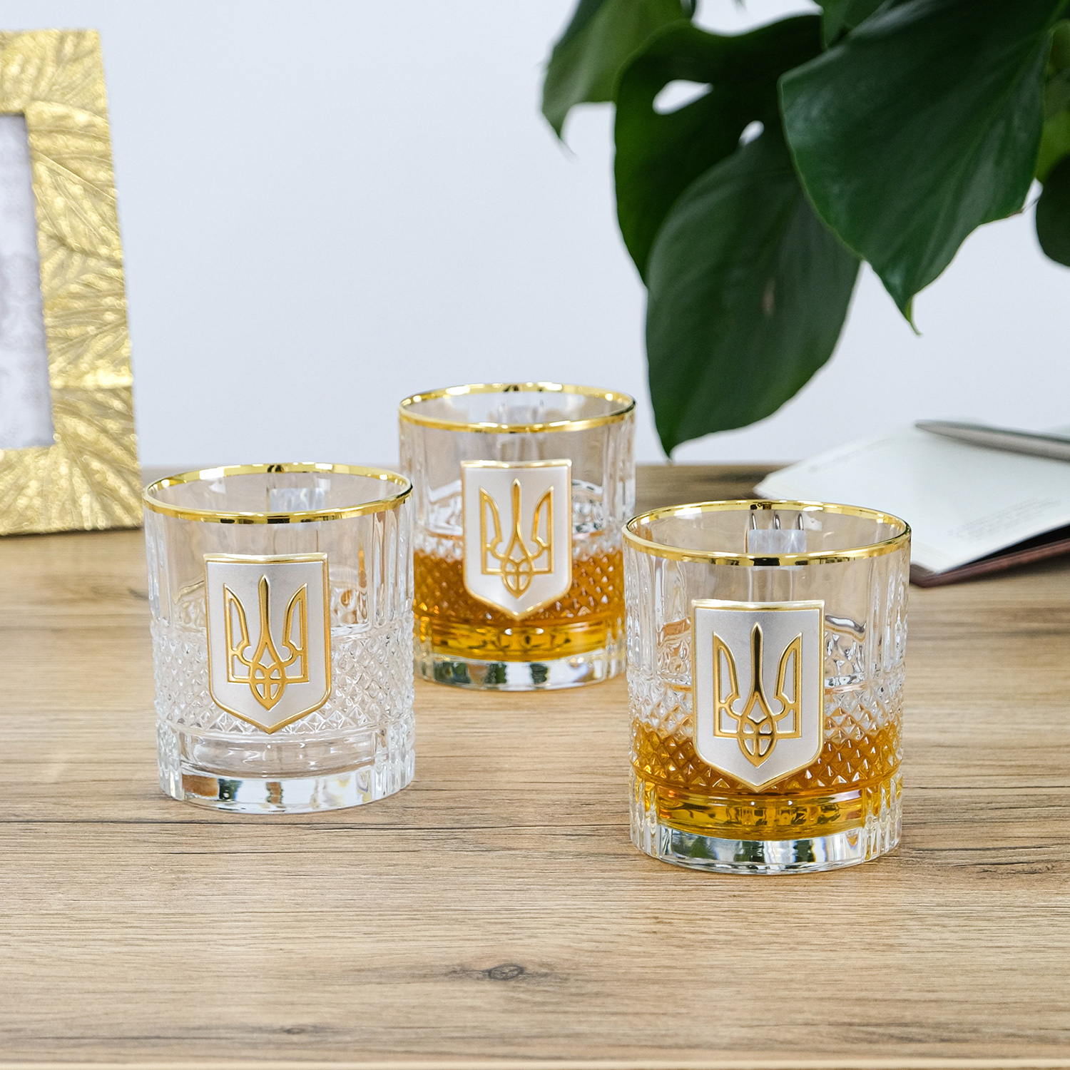 Подарочный набор бокалов для виски «Тризуб» 6 бокалов 360 мл, GPB6TRY1GG