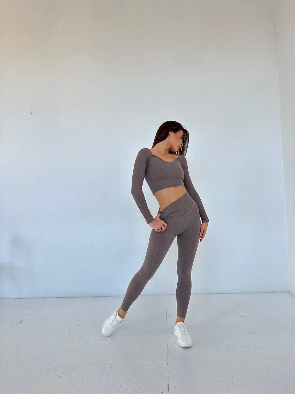 Фітнес костюм в рубрик лосіни ПУШ АП