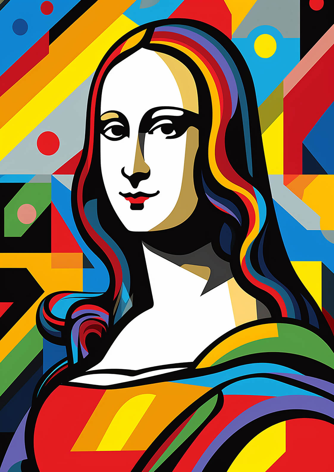 Mona Lisa in the style of Roy Lichtenstein, 42x30 cm original acrylic painting on paper