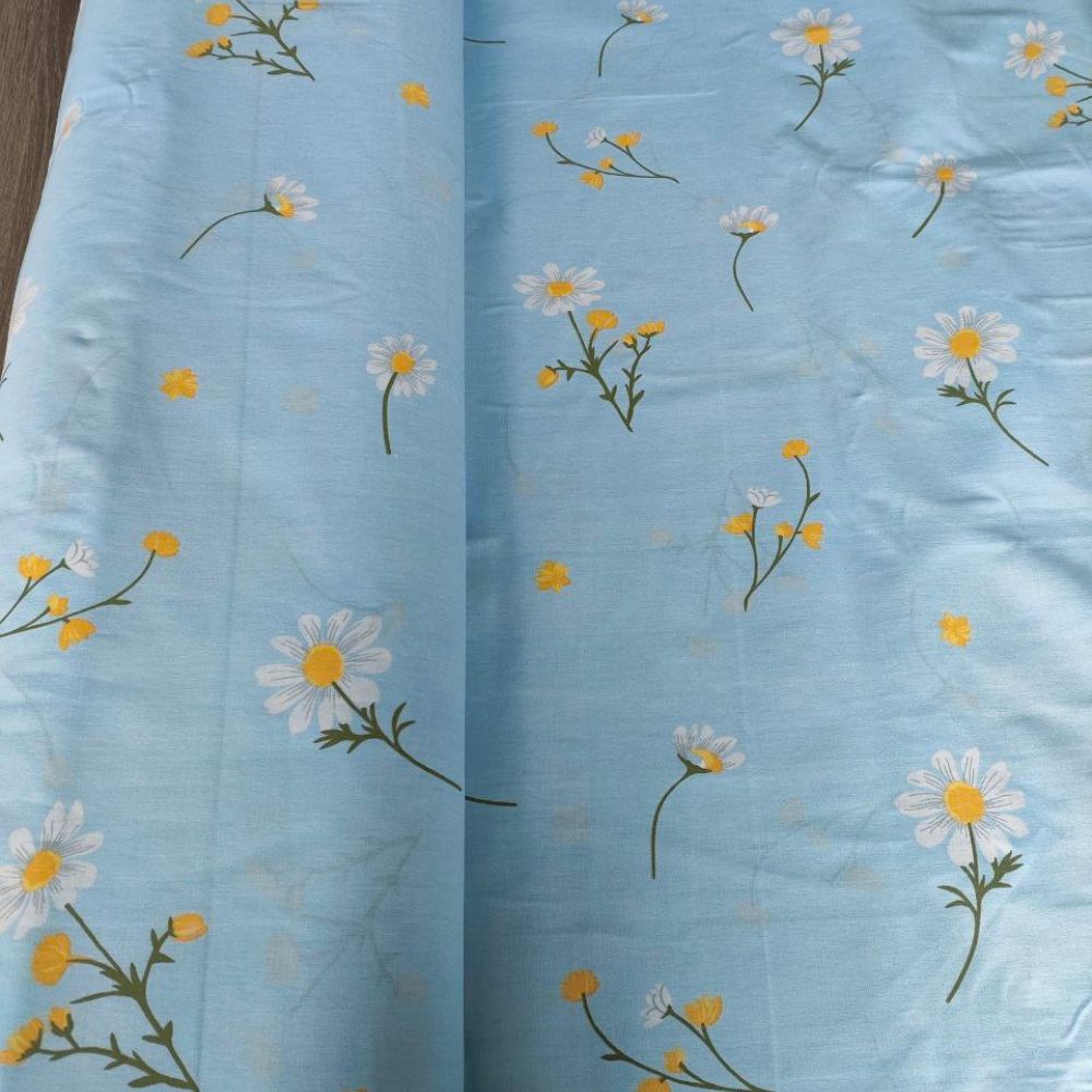 Тканина Голд Euro - Ромашка на блакитному