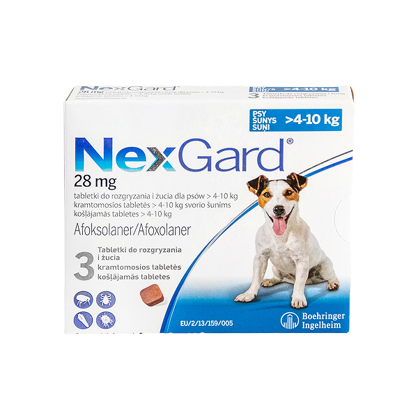 Нексгард від бліх і кліщів д/собак  4-10 кг таб №3 (M)