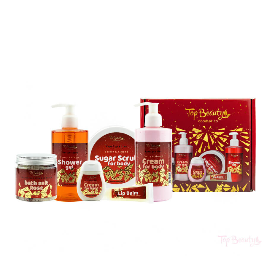 Бокс *набір подарунковий "Вишня та мигдаль" 6 товарів в коробці