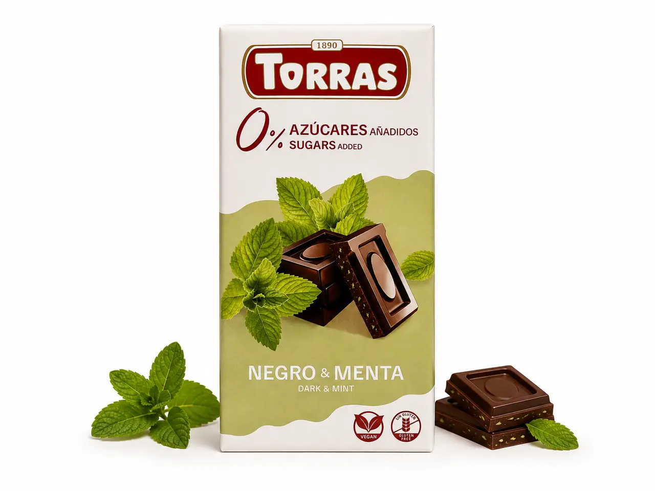 Шоколад чорний з м'ятою Torras 0% без цукру та глютену 75 г