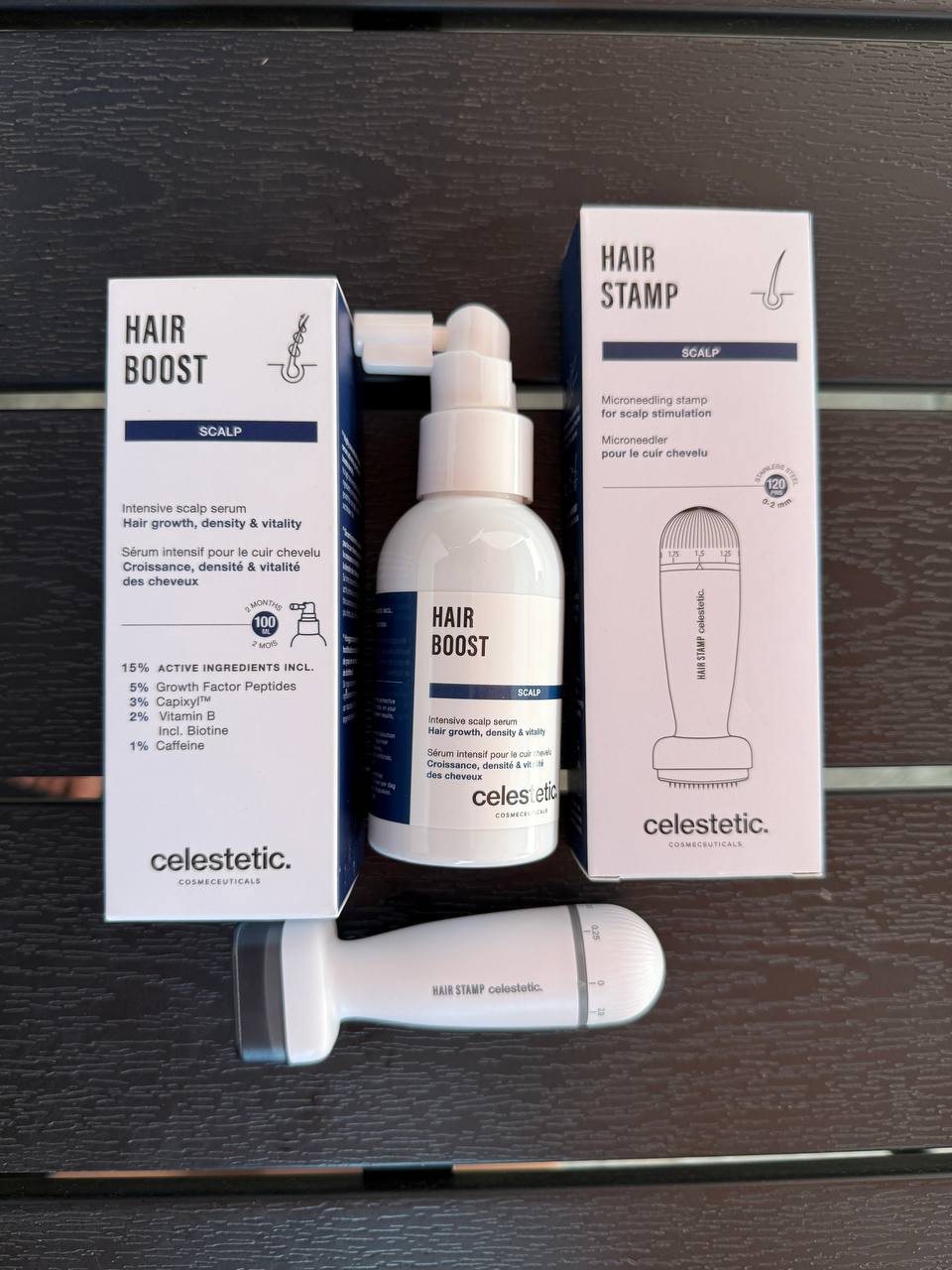 Сироватка та апарат для здорового волосся HAIR BOOST & HAIR STAMP від Celestetic