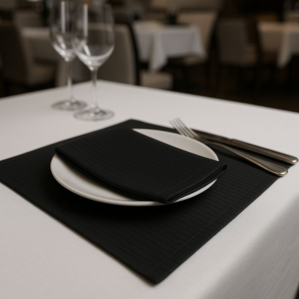 Серветки на стіл із страйп сатіну "Чорна ніч"