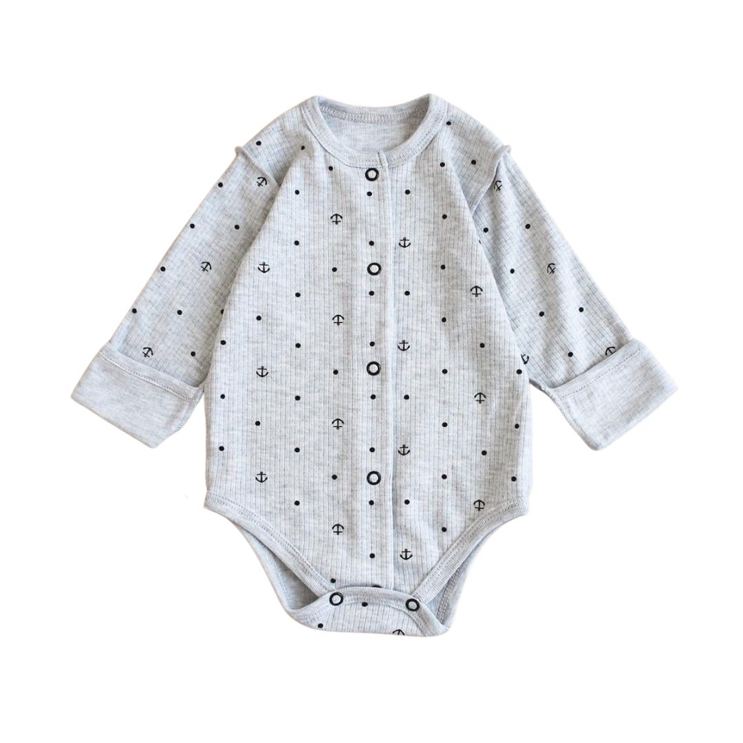 Дитячий боді для немовлят з рукавами царапками в рубчик