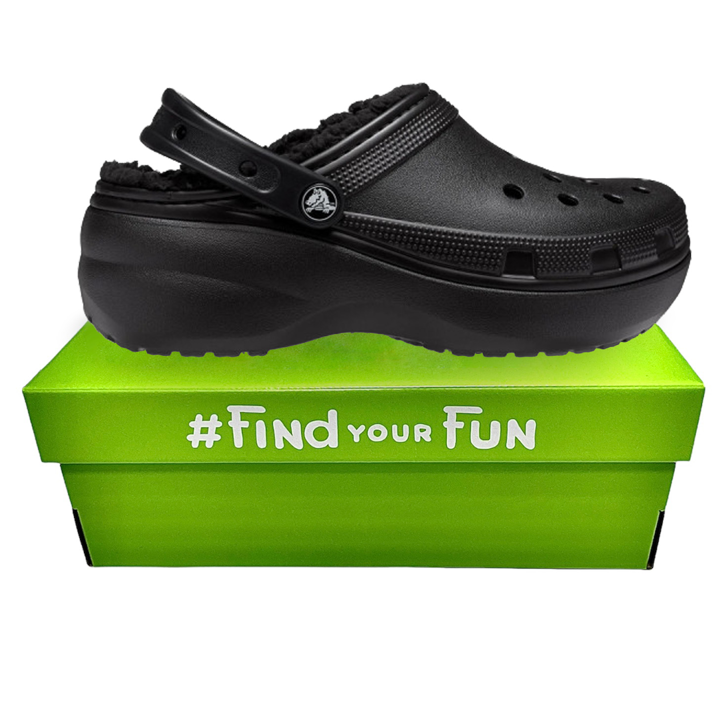 Crocs Classic Platform Lined Сабо Крокси жіночі утеплені чорні