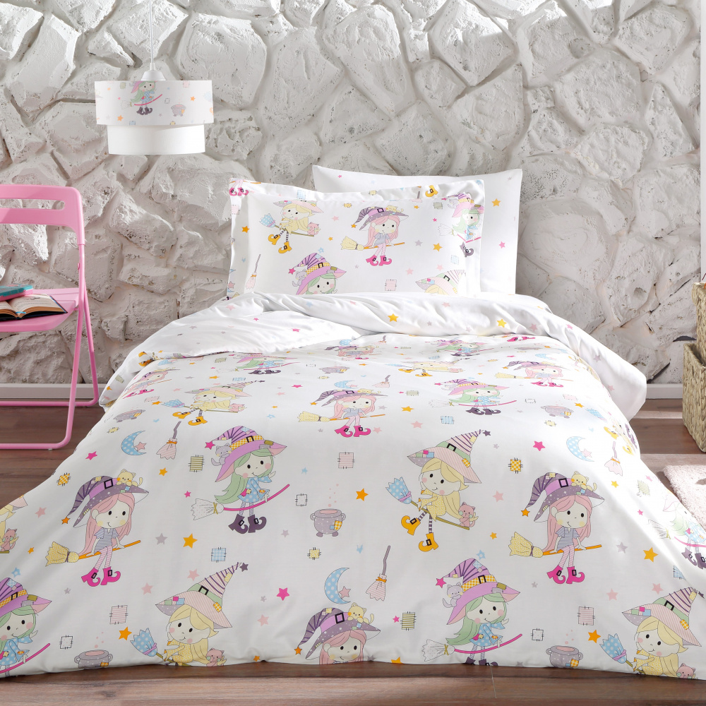 Яскравий комплект постільної білизни на полуторне ліжко для дівчинки Cindirella Tivolyo Home