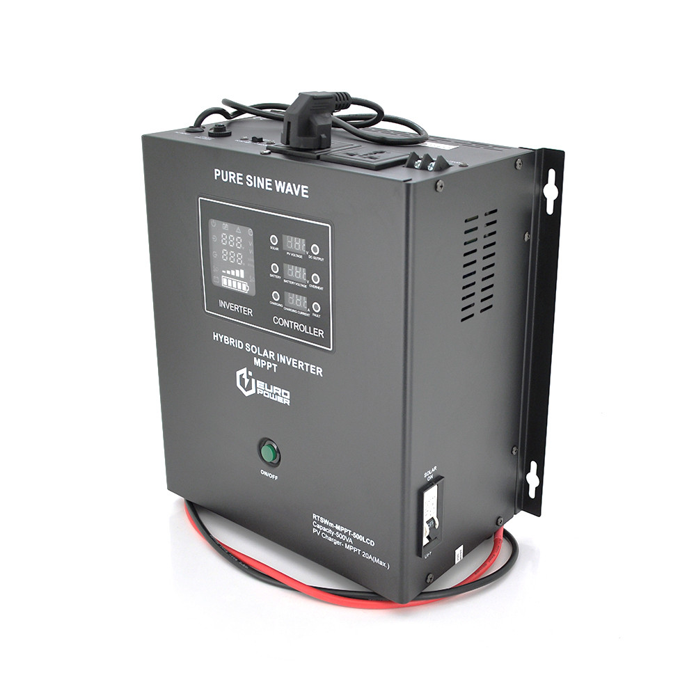 Гібридний інвертор Europower RTSWm-MPPT-500LCD, 300W, 12V, струм заряду 10A, 140-275V, MPPT, 20/40А, 15-75Vdc