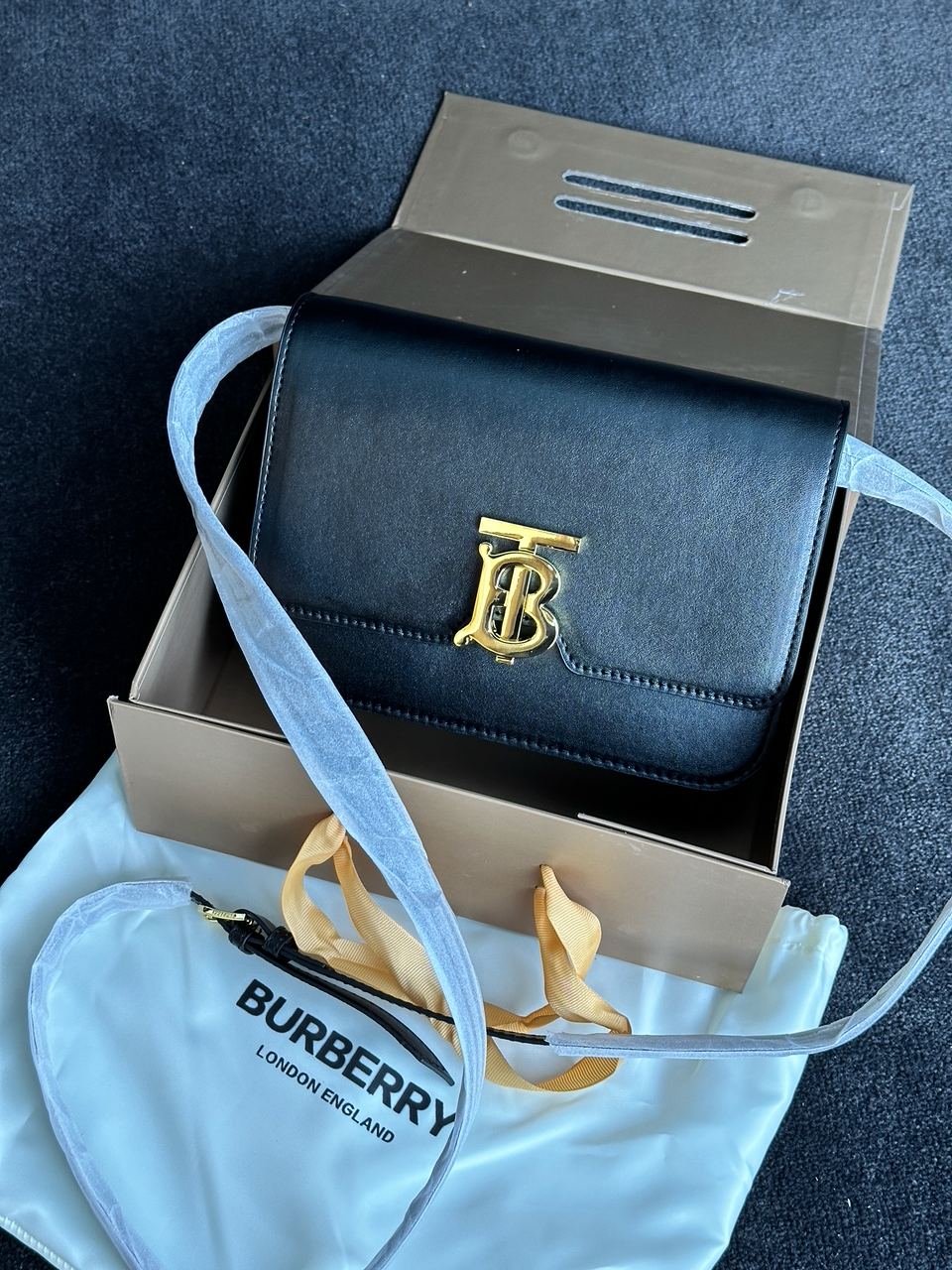Burberry Calfskin Mini TB Bag Black