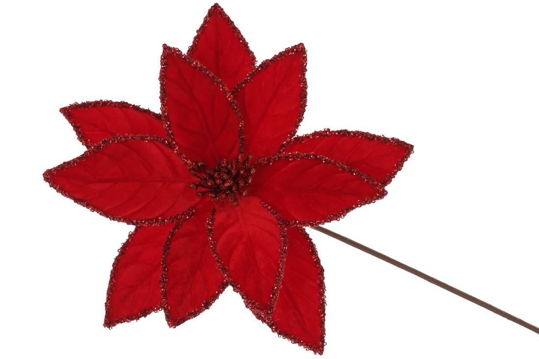 Декоративна квітка Пуансетія 30 см, довжина ніжки 50 см