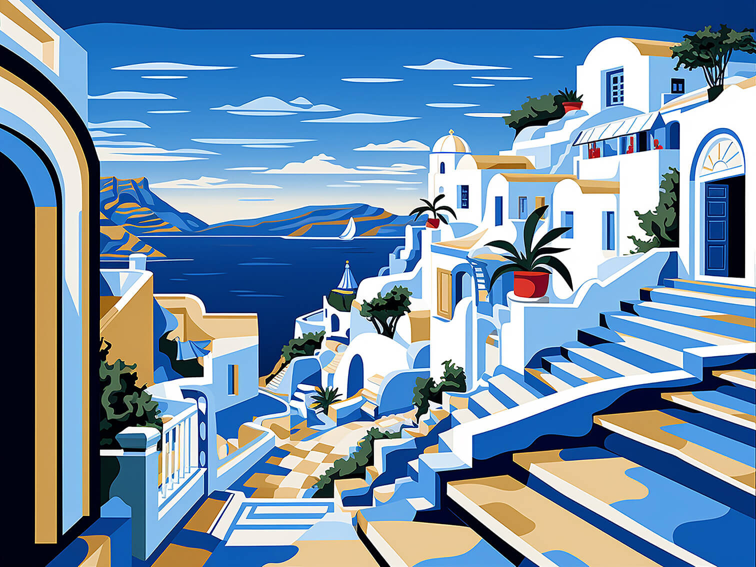 Greek Island 3, 60x80 cm, original acrylic painting on canvas