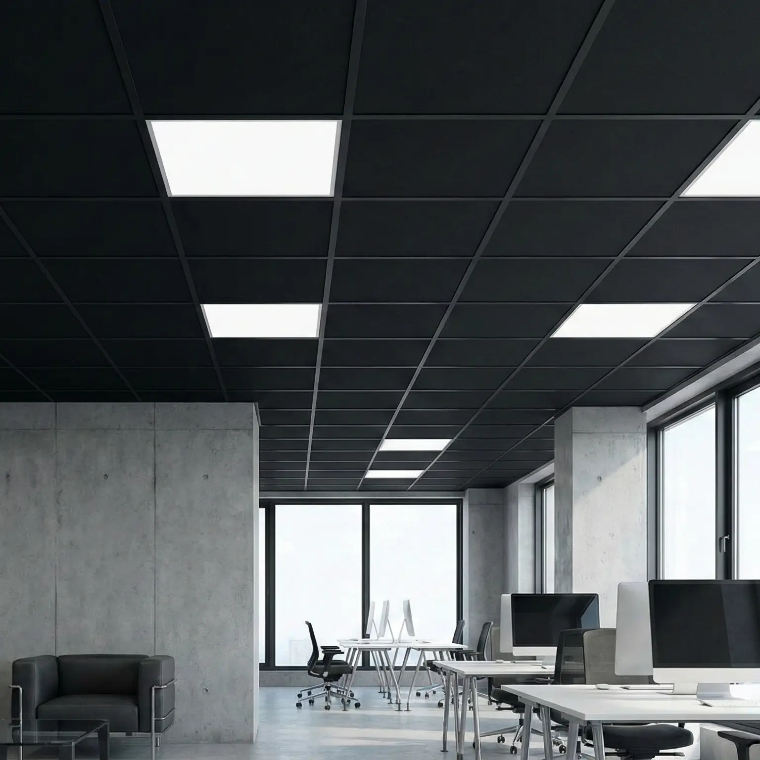 Комплект підвісної стелі №11 — Плита ПВХ чорна