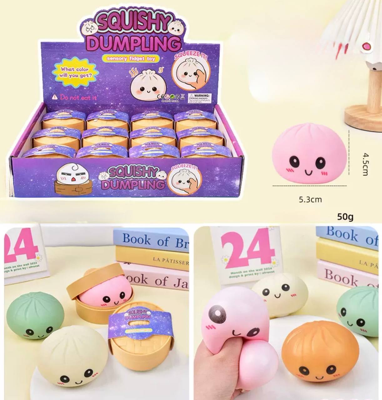 Трендовий сквіш антистрес Хінкалі у пароварці, Squishy Dumpling Stress Ball, пельмень,1 шт