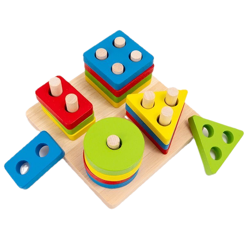 Дерев’яний сортувальник геометричних форм —  4 форми, навчальна панель для дітей