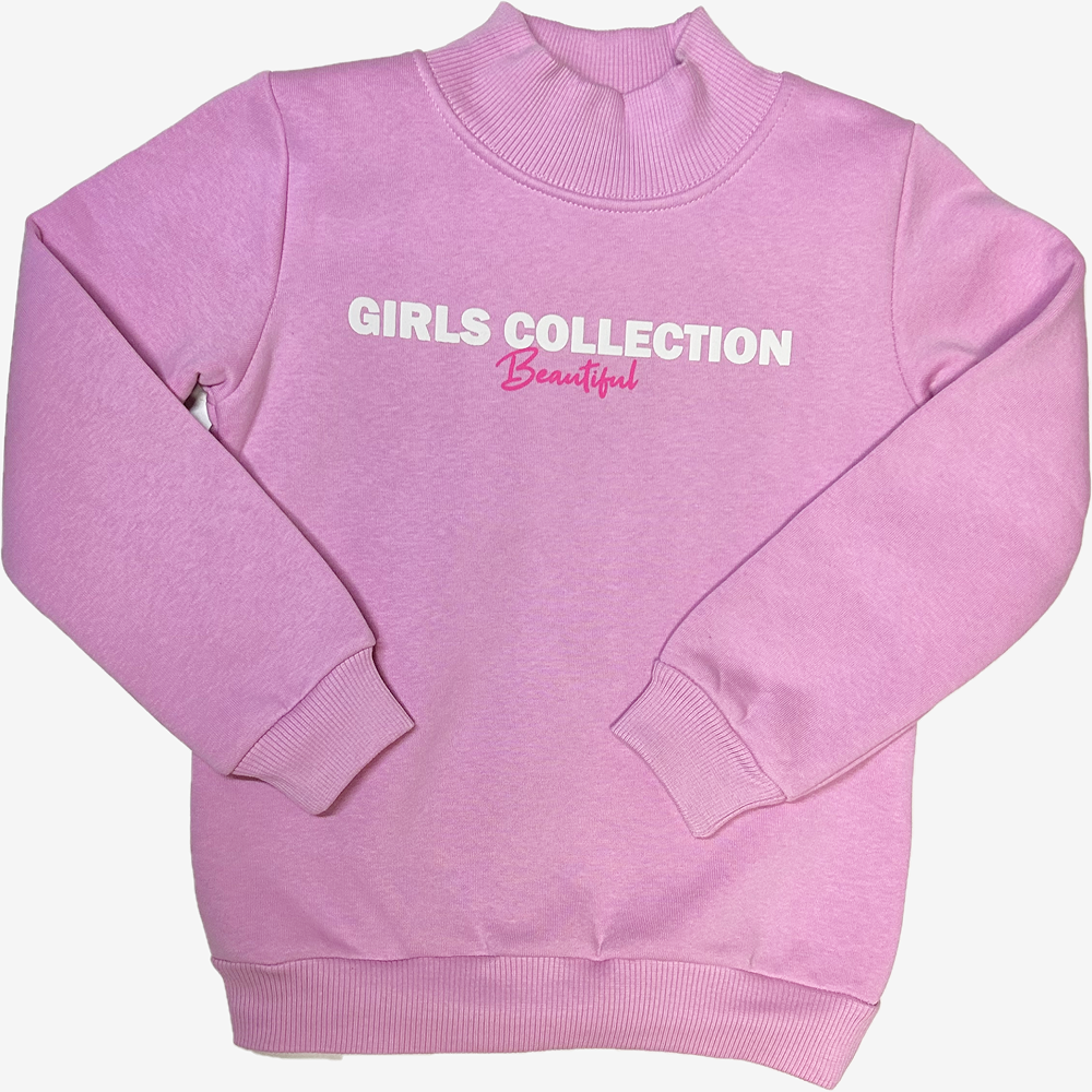 Теплий гольф на флісі для дівчат 5-8р рожевий