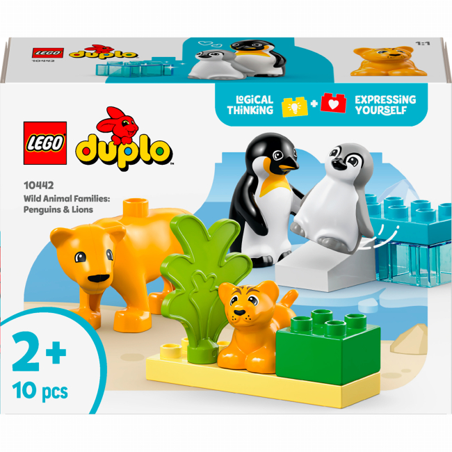 Конструктор LEGO DUPLO Сімейства диких тварин: Пінгвіни та Леви (10442)