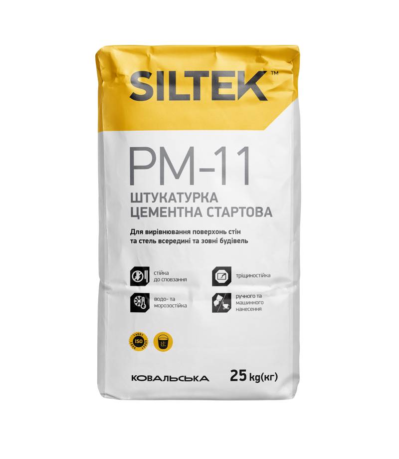 Штукатурка Siltek PM-11 цементно-вапняна сіра 25 кг. Сілтек