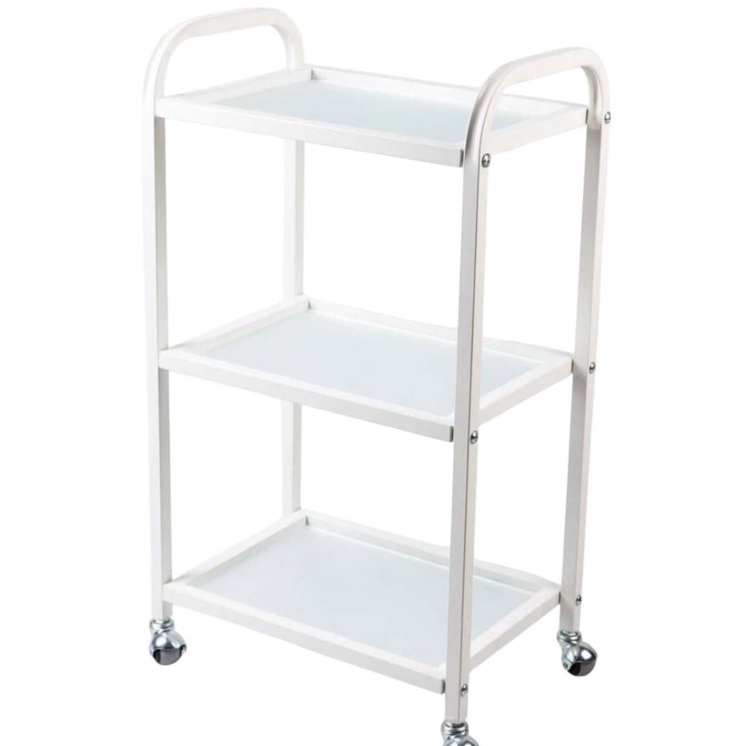 Візок косметологічний маніпуляційний з трьома полицями, білий
