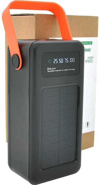 Зовнішня портативна батарея NEW Power Bank 100 000 mAh із сонячною панеллю та ліхтариком