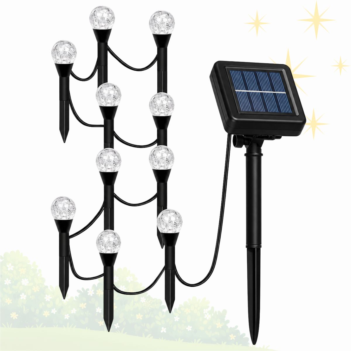 Садовий світильник Garden Light з сонячною панеллю, куляста LED-гірлянда 20 ламп