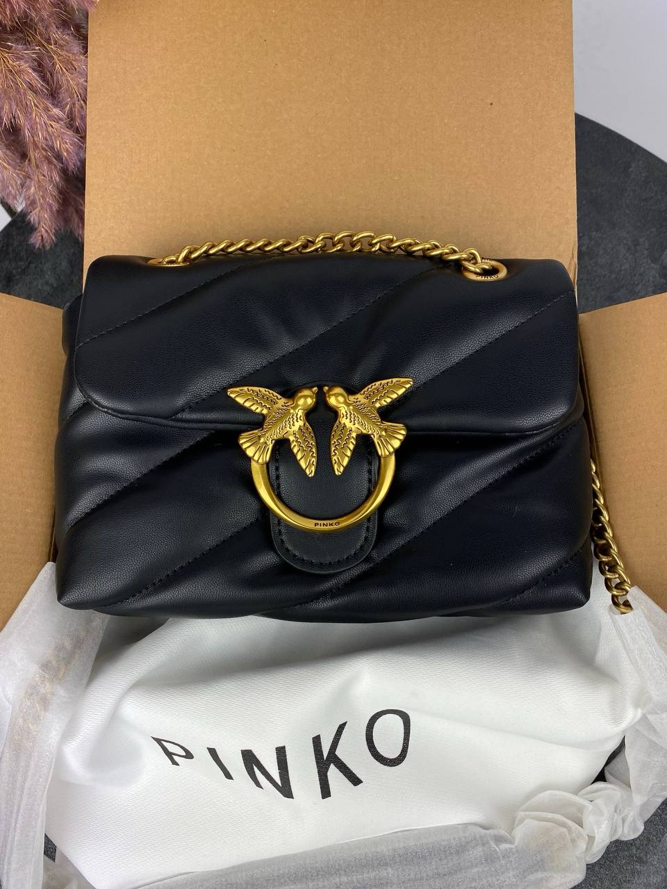 Pinko Big Love Bag Puff Maxi Quilt Black/Gold